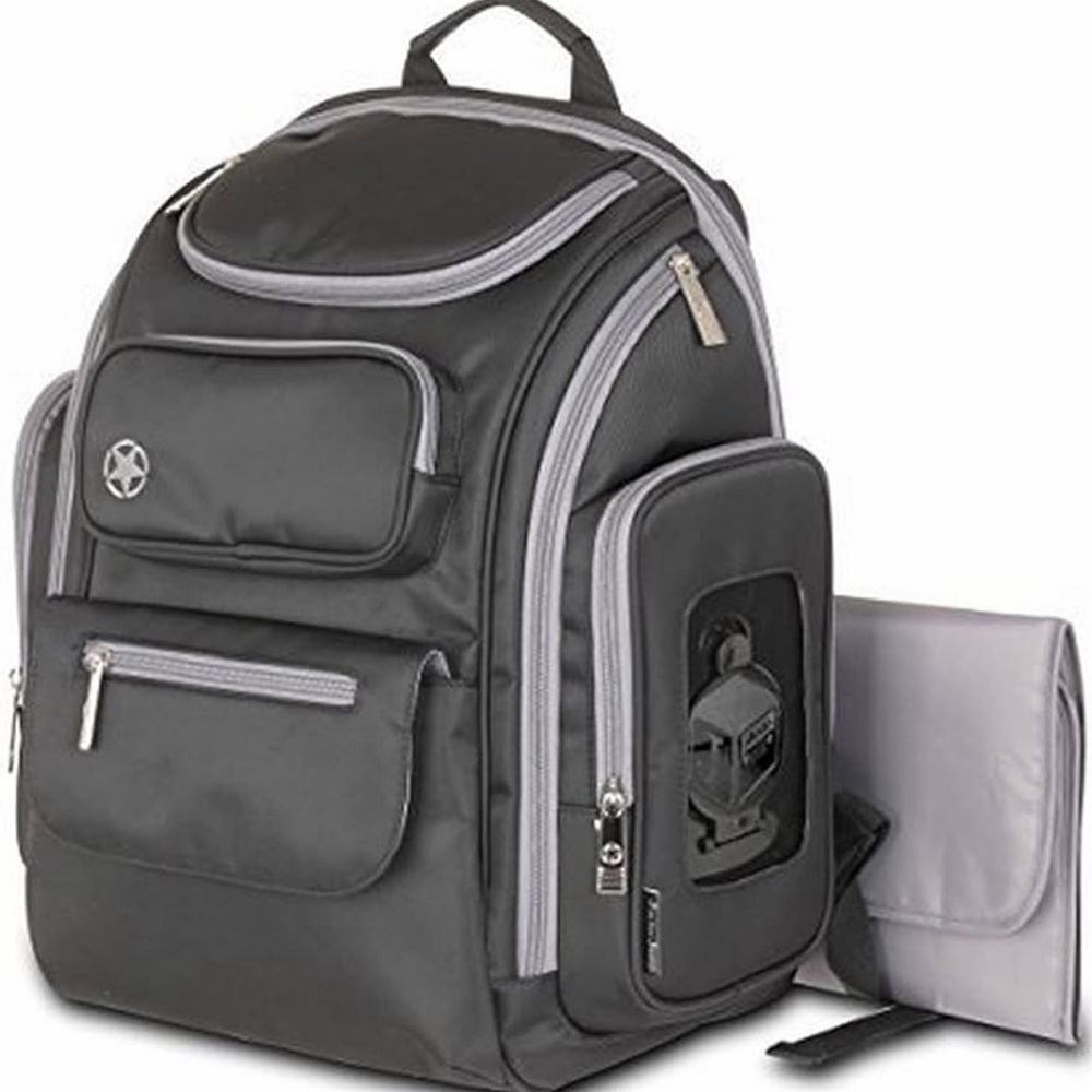 Black and Gray Diaper Backpack